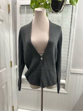Charcoal Gray Women's V-Neck Button Cardigan Sweater